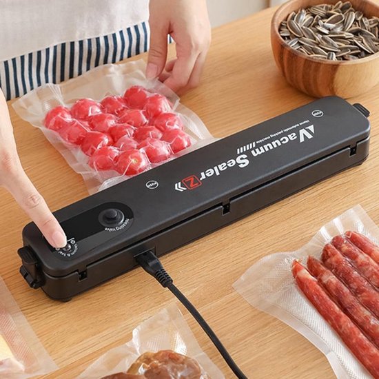 BestHome Vakuum Verpackungsmaschine - Mit 15 Vakuumbeuteln - Für alle Arten von Lebensmitteln - Schwarz
