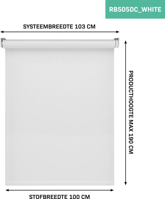 VONROC SMART BLINDS - Elektrisches Rollo - Verlängerung - 100 x 190 - Weiß - Ohne Fernbedienung und Ladekabel