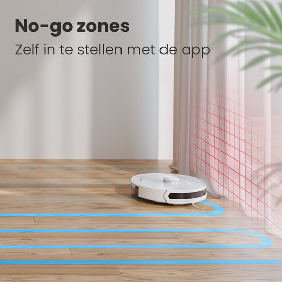 Auronic Staubsaugerroboter - Mit Wischfunktion - WiFi und App - Ladestation - Haustiere - Wischroboter - Lasernavigation - Automatische Entleerungsstation - Weiß