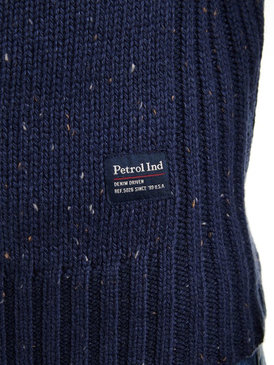 Petrol Industries – Herren-Strickpullover „Denver“ mit halbem Reißverschluss – Blau – Größe L