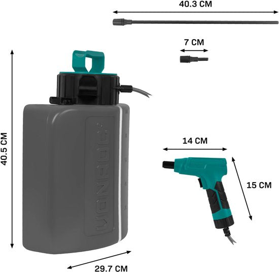 VONROC Accu-Drucksprühgerät 10 Liter - Integrierter 4V-Akku - Inkl. 2 Sprühlanzen, Schultergurt und USB-C-Ladekabel