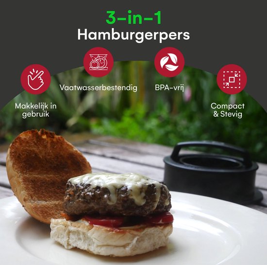 TTD® Hamburgerpresse und Hamburger Maker - Smash Burger - Grillrillen - BBQ-Zubehör - Burgerpresse - Grillzubehör - Burgerpresse - auch für Mini-Burger und gefüllte Burger - spülmaschinenfest - BPA-frei - inkl. 100 Wachspapiere - Schwarz