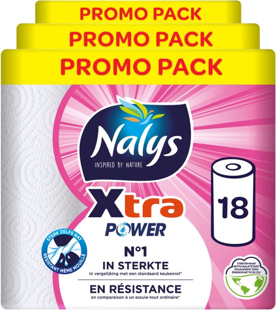 Nalys Xtra Power Küchenpapier - 18 Rollen - Extra stark - Vorteilspackung