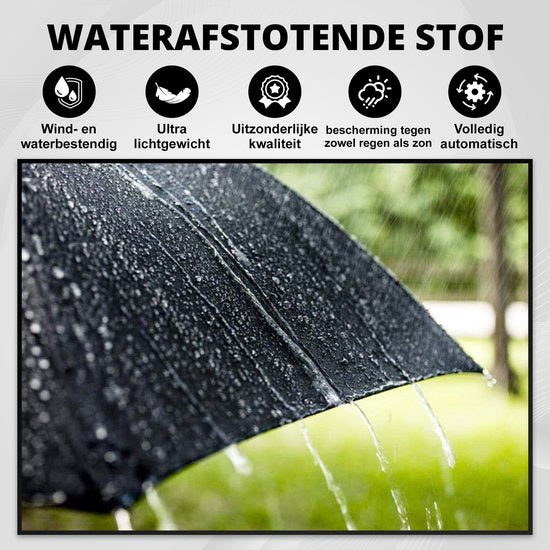 K&L Storm Regenschirm faltbar - sturmsicher bis zu 100km/h - Automatik-Faltschirm - inkl. Schutzhülle - Schwarz