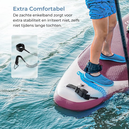 Supper Sup Board - Max. 120KG - Aufblasbar - Paddle Board - Pumpe - Finne - Leash - Tragetasche - 285 x 76 cm - Pink