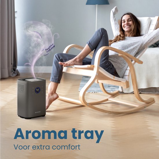 Auronic Luftbefeuchter - 4 Liter - 40m2 - Geeignet für Wohnzimmer, Büro, Schlafzimmer, Babyzimmer und mehr - Mit Aromatherapie - BPA-frei - Grau