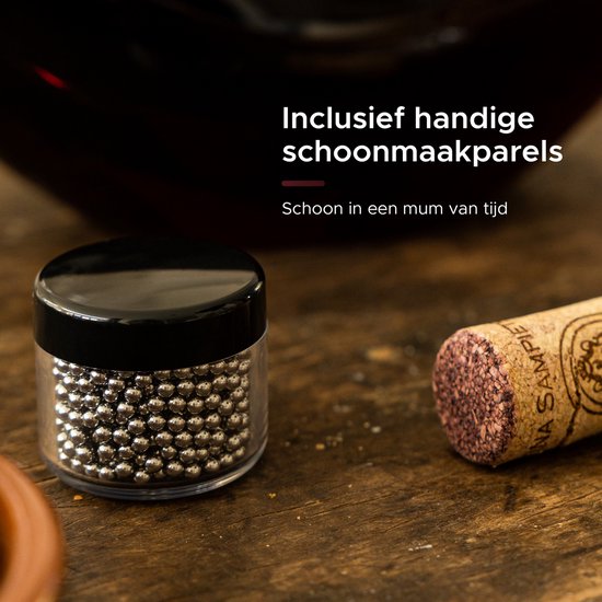 Luxwine® - Dekanter - Weindekanter - 1,45L - Inkl. 1000 Reinigungsperlen - Inkl. Korkverschluss - Dekanter