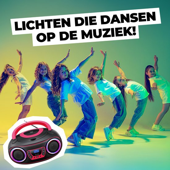 Denver Tragbares DAB-Radio CD-Player Kinder - Bluetooth - Lichteffekte - Boombox - AUX - FM - TDB212PINK