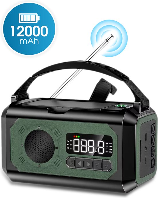 Novalance Emergency Radio - Solar Rewindable 12,000mAh - MODELL 2025 - Solar-Powerbank - Survival Emergency Kit - Taschenlampe - Notfall-Kit - Notfall-Ration - Radio