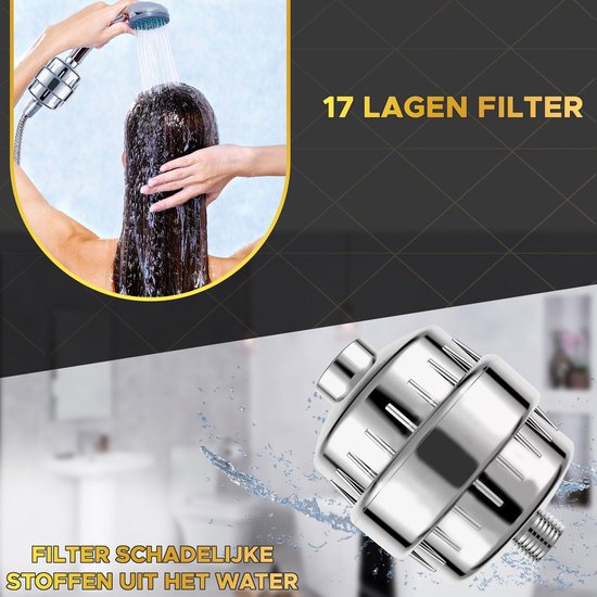 Toivo Duschfilter - 17 Stufen - Silber - Wasserfilter für Duschkopf - Duschfilter - Wasserhahnfilter