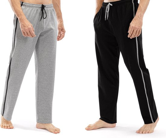 Milanoro - 2er-Set sportliche, bequeme Jogginghosen für Herren - Schwarz/Grau - XL