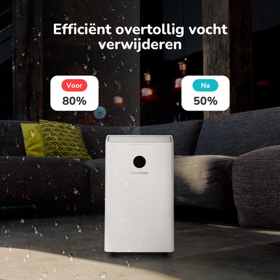 Bloomfold Luftentfeuchter und Luftreiniger - 20L pro Tag - Inkl. Waschtrockenfunktion - Geeignet für Wohnzimmer, Schlafzimmer, Keller & Badezimmer