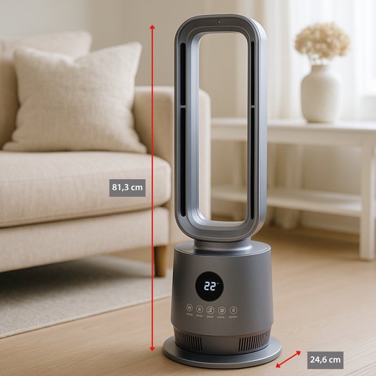 alpina 2-in-1 Heizlüfter 2000 W – Elektrischer Heizlüfter mit Fernbedienung – Schwenkbarer Turmventilator mit Timer – Heizgerät mit einstellbarer Temperatur