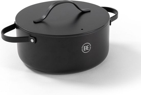 BE Living Essential Kasserolle mit Deckel - Ø 24 cm - Kochtopf - Keramik - PFAS-frei - Induktion - Schwarz