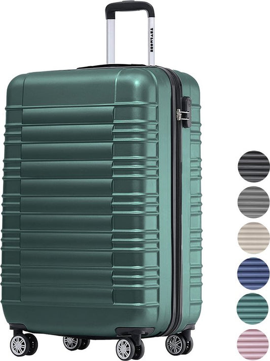 TRVLMORE Koffer - Handgepäck Trolley - Zahlenschloss - Trolley - 54x36x20cm - 38L - Dunkelgrün