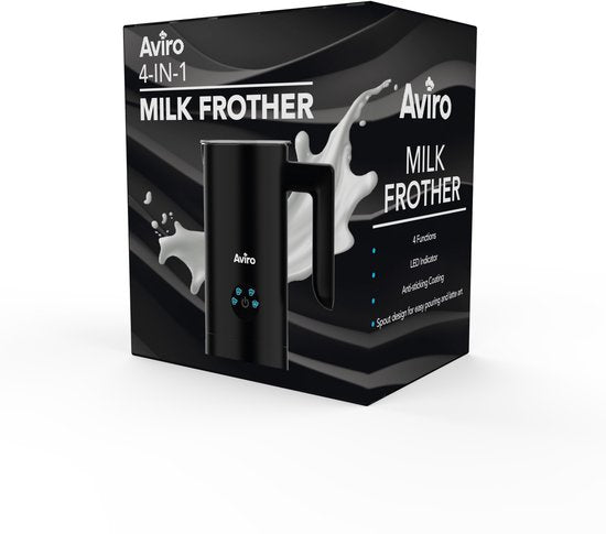 Aviro Milchaufschäumer mit Ausgießer - Elektrisch - 300ML - 4-in-1 - Milchaufschäumer - Milchschneebesen - Milchaufschäumer - Schwarz