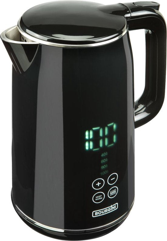 Bourgini Digitaler Wasserkocher Cool Touch - 1.7L - Schwarz