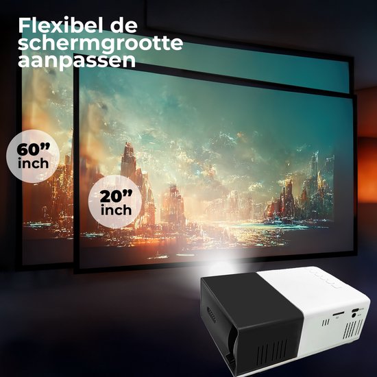 Denver Mini Beamer Full HD - Streaming von Ihrem Handy (USB-C) - Mini-Projektor - Inkl. Fernbedienung - HDMI/AUX/USB-C - PR800