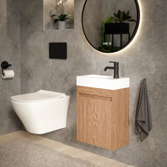 Mirlux Toilettenschrank Eiche Warm - Brunnenschrank - Toilettenmöbel - Toilettenschrank