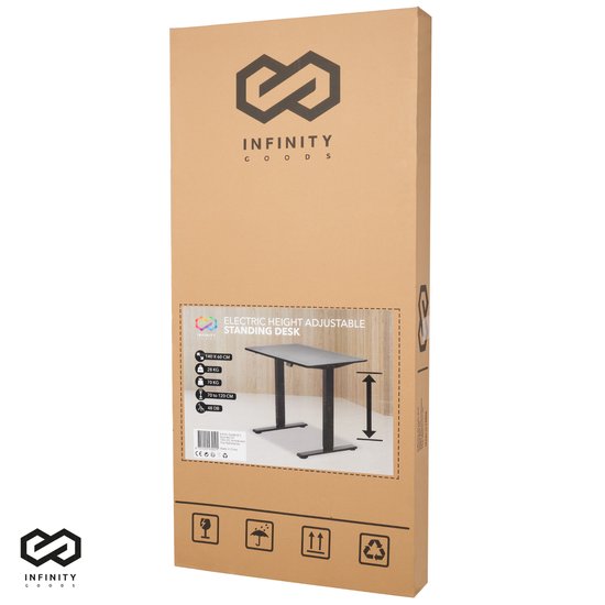 Infinity Goods Sitz-Steh-Schreibtisch - elektrisch höhenverstellbar - 140 x 60 CM - Schwarz