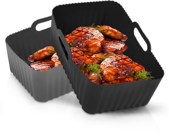 Airfryer Tabletts Silikon - 2 Stück - Heißluftfritteuse - Zubehör - Backpapier - Geeignet für XXL Philips, Ninja, Inventum - Korb - Sicheres Material - Luft