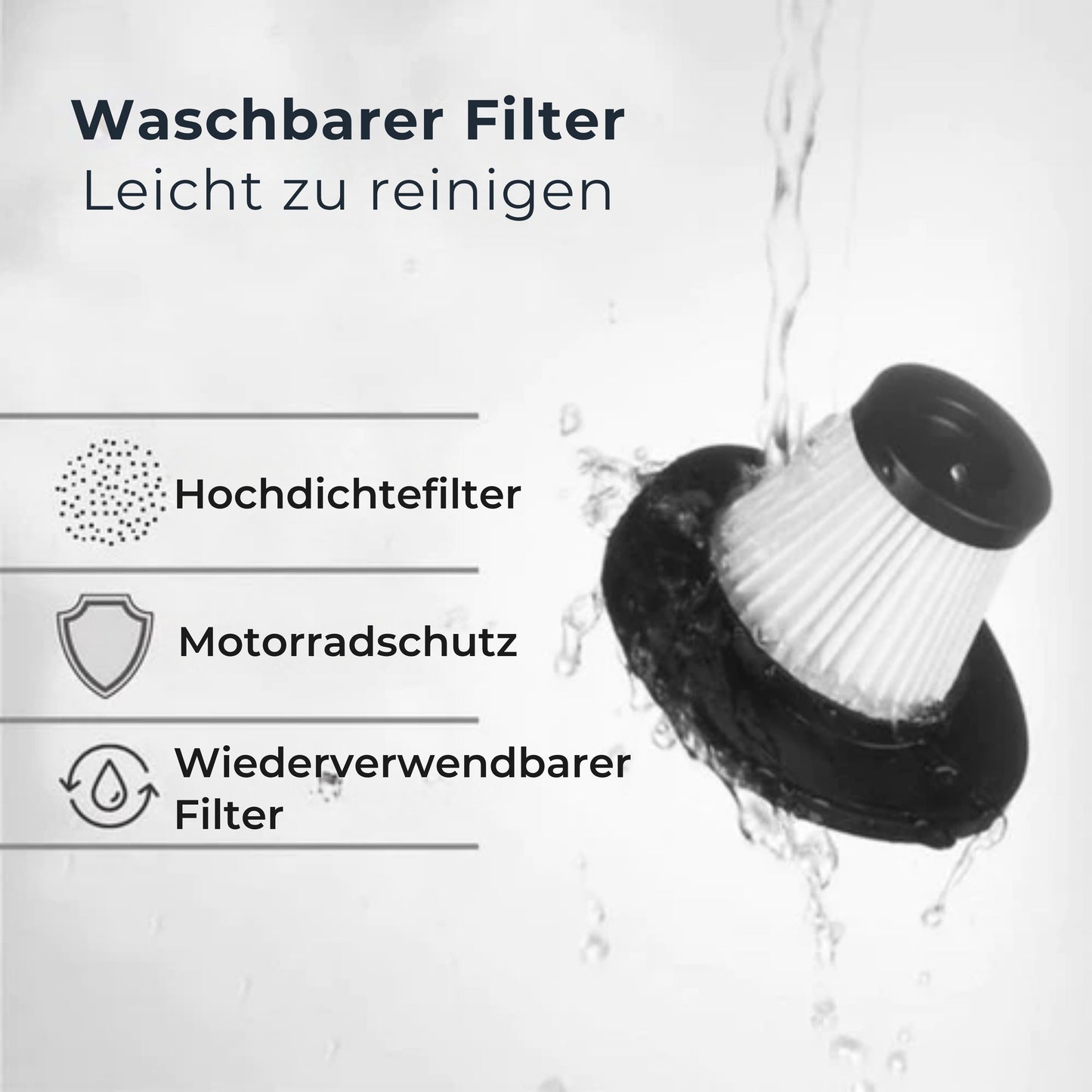 VAIVE Turbo-7 Krümelsauger Cordless - Inkl. Zubehör - Schwarz / Grau