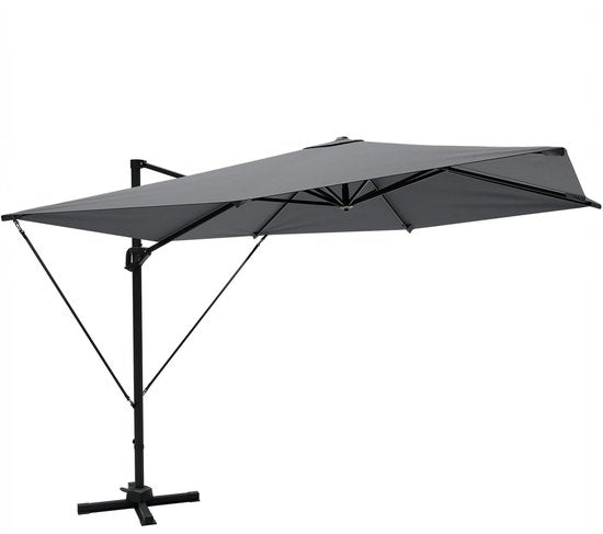 LifeGoods Sonnenschirm - 300x300 cm - neigbar - 7 Ständer - wasserdicht - mit Bezug - Anthrazit