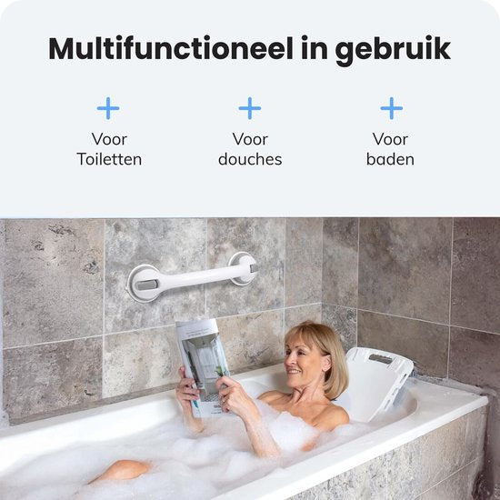 Luft Duschgriff – Saugnapf – Ohne Bohren – 2er Set – 40 x 9 x 8 cm – Weiß