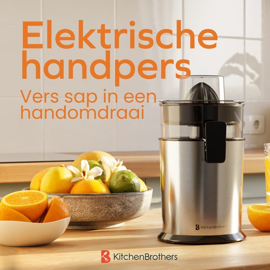 KitchenBrothers Zitruspresse - Manuell - Mit Ausguss - 0.5L - Edelstahl