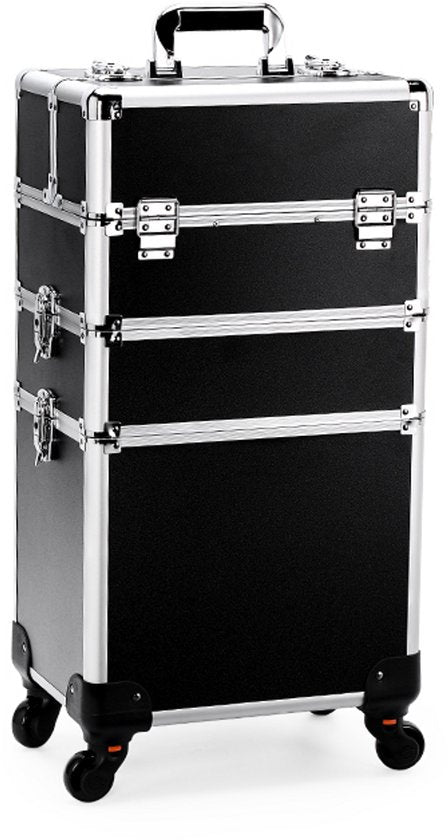 Travli Make Up Trolley - Schminkkoffer - Friseurkoffer - Beautycase - Kosmetikkoffer - 106* 40* 31,5 cm - Schwarz