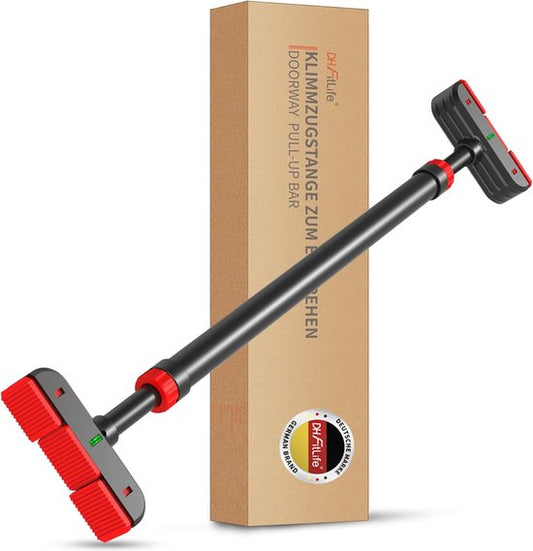 DH FitLife Klimmzugstange für die Tür - schraubenlose Klimmzugstange 72-92 cm - Inklusive Wasserwaage für Krafttraining und Rack Bar Installation