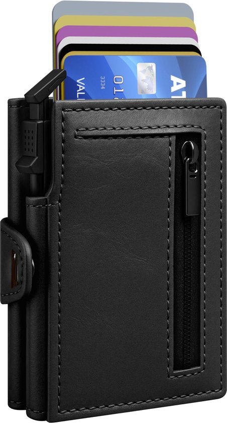 Nuvance Kartenhalter - Kartenhalter ausziehbar mit RFID-Schutz - 10 Karten - Kartenhalter Männer & Frauen - Schwarz