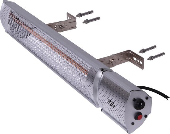 VONROC Atmosphärischer Terrassenheizer - Marsili 2000W - Hoher Wirkungsgrad - Silber - Blendarme Glühbirne - 2 Heizstufen - Mit Fernbedienung