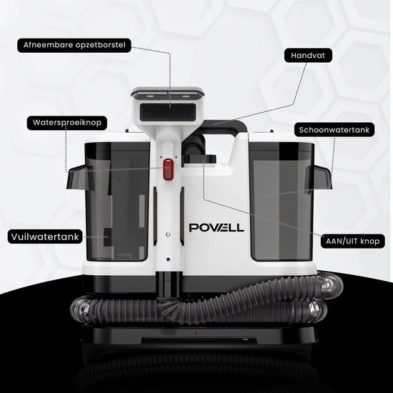Powell Teppichreiniger - Fleckenreiniger - Sofareiniger - Möbelreiniger - Teppichstaubsauger - Reinigungsmaschine - Teppichreiniger - 450 Watt - Weiß