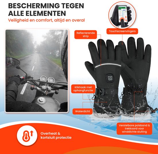 TTD® Beheizte Handschuhe - Größe L - Wiederaufladbar - Drei Wärmestufen - Schwarz