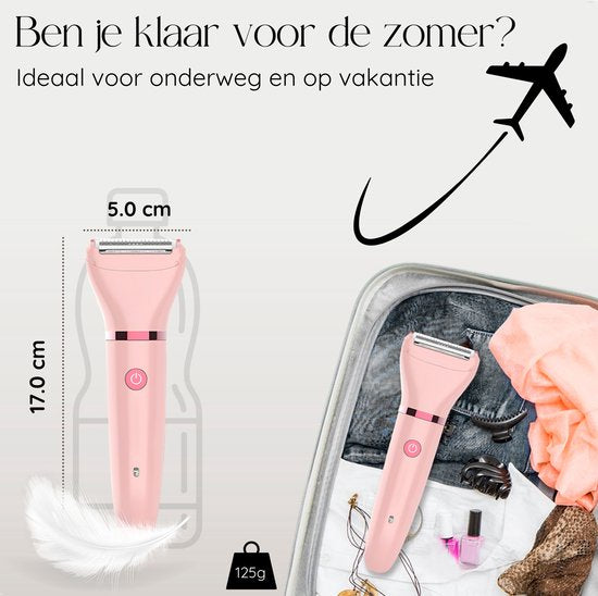 2-in-1 Ladyshave + 2 Extra-Scherköpfe - Gesicht - Achseln - Beine - Bikinizone - Rasierer Frau - Elektrischer Epilierer - Haarentferner Damen - Trimmer Frau - Intimzone Schamhaare - Ladyshaves Bikini