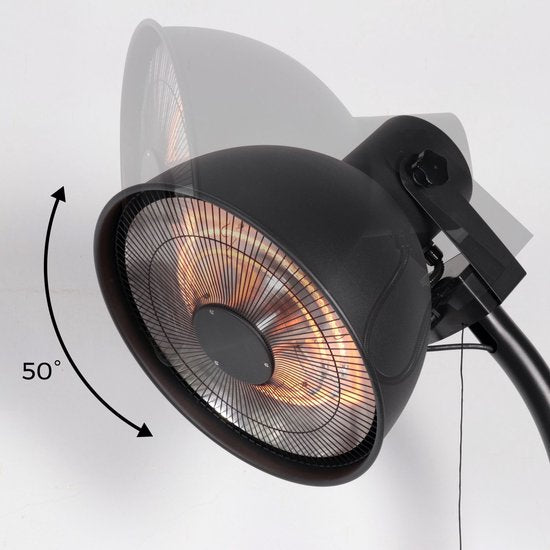Perel - Steh-Terrassenheizer - 2000 W - 3 Heizstufen - Retro-Design - Metall - Schwarz