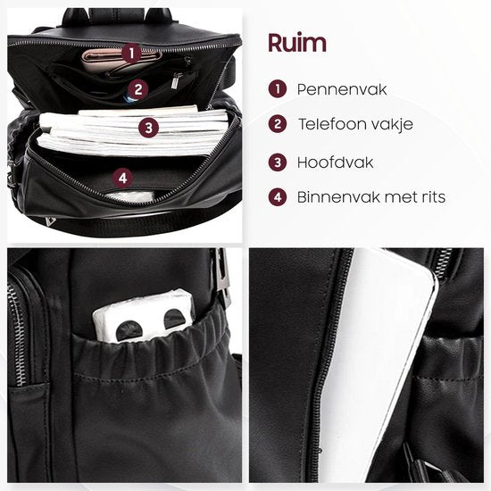 Glennoo Rucksack - Damen - Wasserdicht - Klein - Anti-Diebstahl-Fach - Rücken, Schulter, Handtasche in einem - Weiches PU-Leder