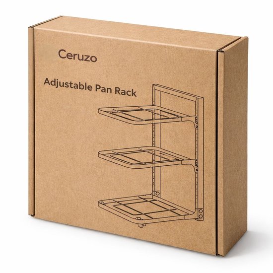 Ceruzo Verstellbarer Topf- und Pfannenständer - 3 Schichten - Platzsparend - Kohlenstoffstahl - 23 x 27 x 43 cm