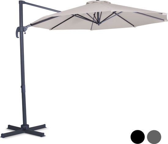 VONROC Premium Floating Parasol Bardolino Ø300cm - Inkl. Kreuzfuß & Schutzhülle - Runder Sonnenschirm - 360° drehbar - Neigbar - UV-beständiges Tuch - Beige