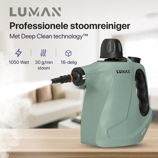 LUMAN - 16 in 1 Dampfreiniger C3 - Handdampfreiniger - Steam Lock Funktion - 1050 Watt - 450 ML - Grün