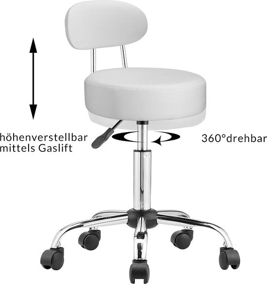 Casaria Drehhocker mit Rückenlehne - 360°/höhenverstellbar - Weiß