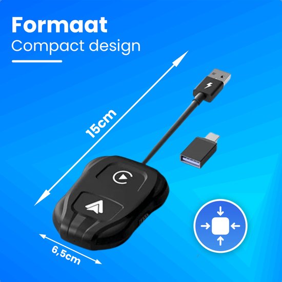 CarMe Luxe 2-in-1 Auto-Dongle - Drahtloses CarPlay & Android Auto - Modell 2024 - Schwarz