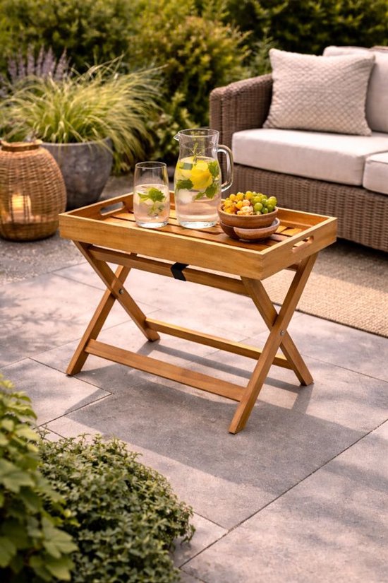 Ceruzo Beistelltisch Malibu - klappbar - Tablett - 50 cm - Paulownia Holz