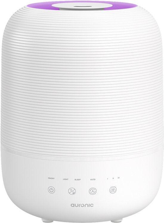 Auronic Luftbefeuchter - 3L - Für Schlafzimmer, Babyzimmer, Büro, Wohnzimmer und mehr  - BPA-frei - Weiß