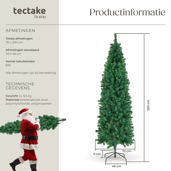 tectake® Künstlicher Weihnachtsbaum - Naturgetreu mit biegsamen Ästen - Voluminös - Stabil und einfach zu montieren - Künstlicher Weihnachtsbaum als Weihnachtsdekoration - 200 cm - 832 Äste - grün