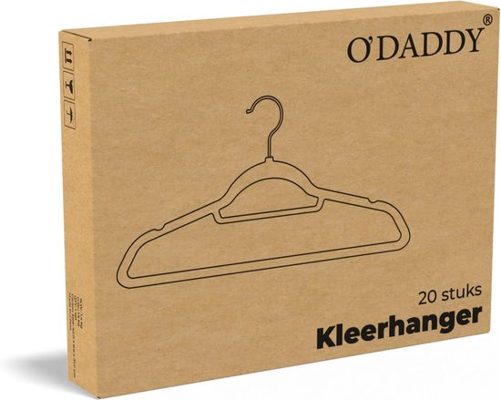 O'DADDY® Velvet Coat Hangers - Kleiderbügel - 20 Stück Kleiderbügel - Antirutsch - 43,5 cm - Kleiderbügel Kunststoff - Schwarz