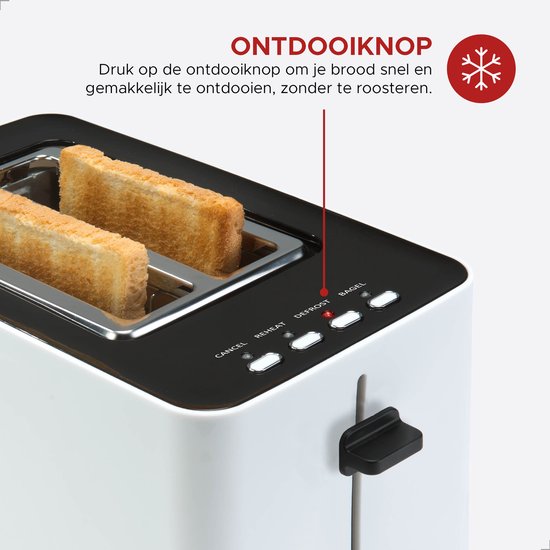 Bourgini Tosti-Toaster mit Bagel-Funktion – Toaster mit Toastklammern – Weiß, mattes Finish – Extra breiter Schlitz, geeignet für 2 Tostis
