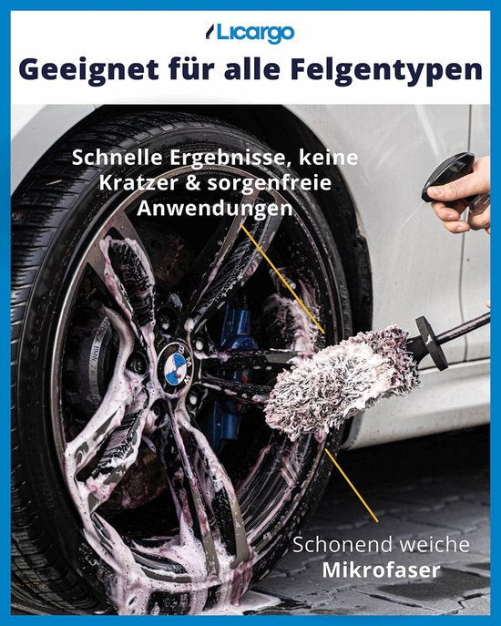 LICARGO® Mikrofaser-Bürstenaufsatz – Austauschbarer Aufsatz für die Mikrofaser-Felgenbürste Professional – Maschinenwaschbar bei 40 °C – Einfach auszutauschen – Ideal für hochwertige Felgen
