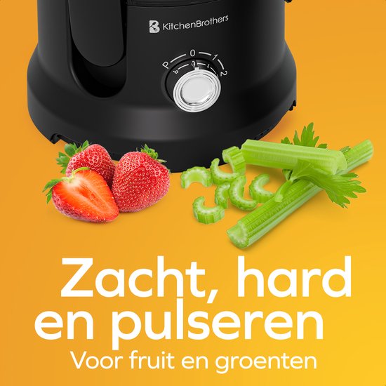 KitchenBrothers Entsafter - für Gemüse und Obst - Entsafter - mit Fruchtfleischbehälter - 500ml - 600W - Schwarz